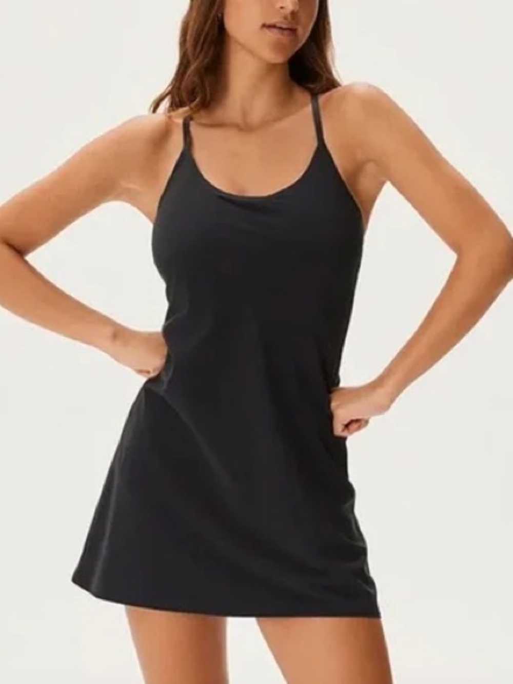 Outdoor Voices Black Mini Dress with Spaghetti Straps